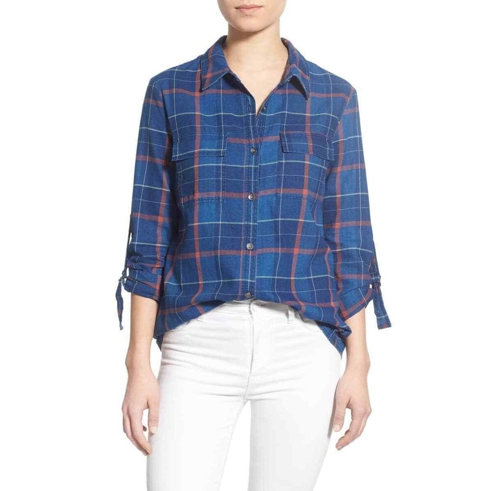 NEW w/ Tags Splendid Casta Plaid Flannel Blue Size XS MSRP: $148.00